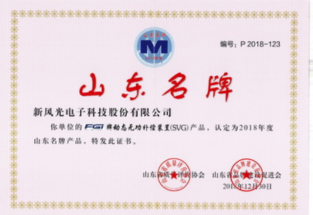 凯发K8国际信息：公司荣获“山东名牌”产品称号